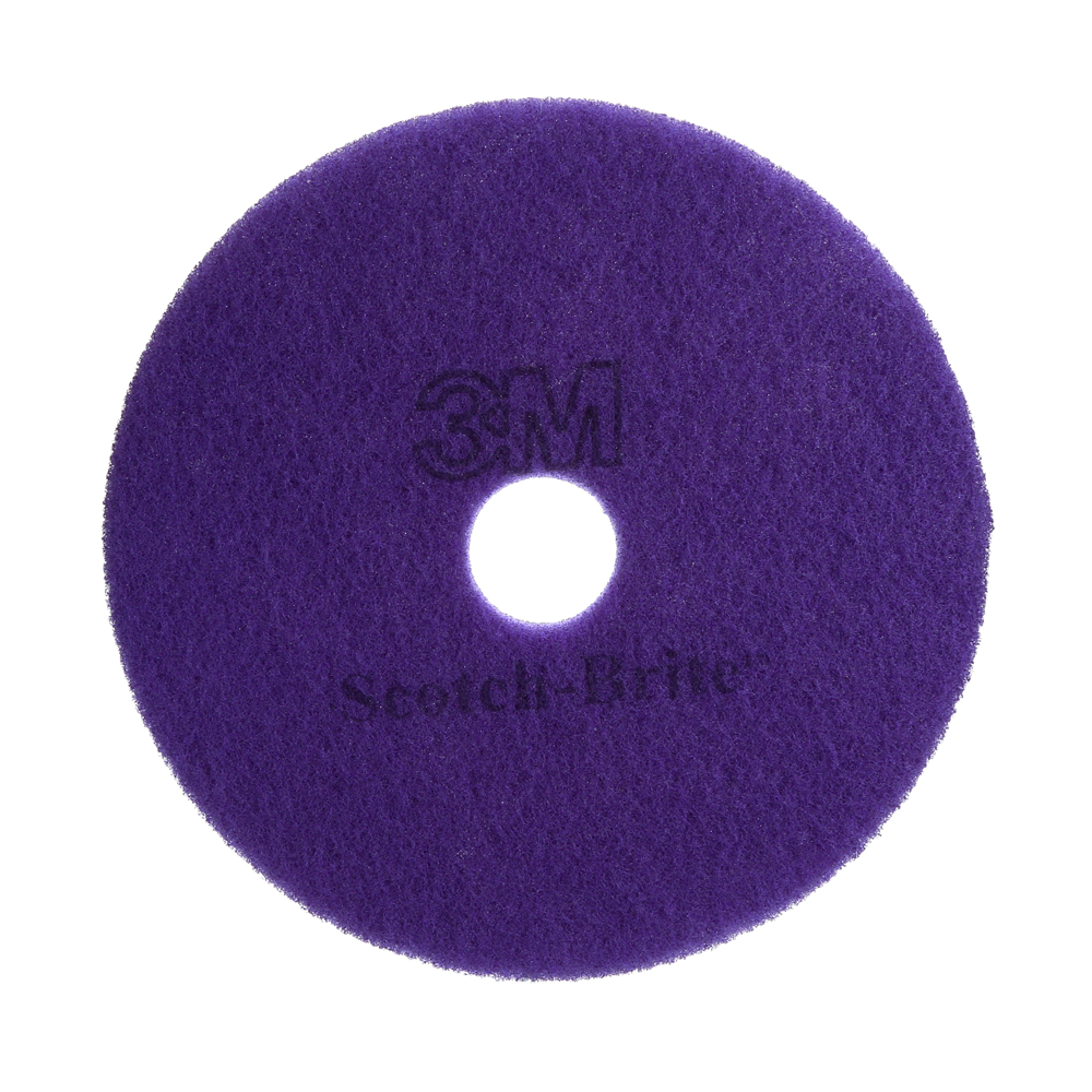 A round purple scrubbing pad with a central hole, designed for cleaning or polishing surfaces. Scotch-Brite™ Purple Diamond Floor Pad Plus (27 in., 5/Case)